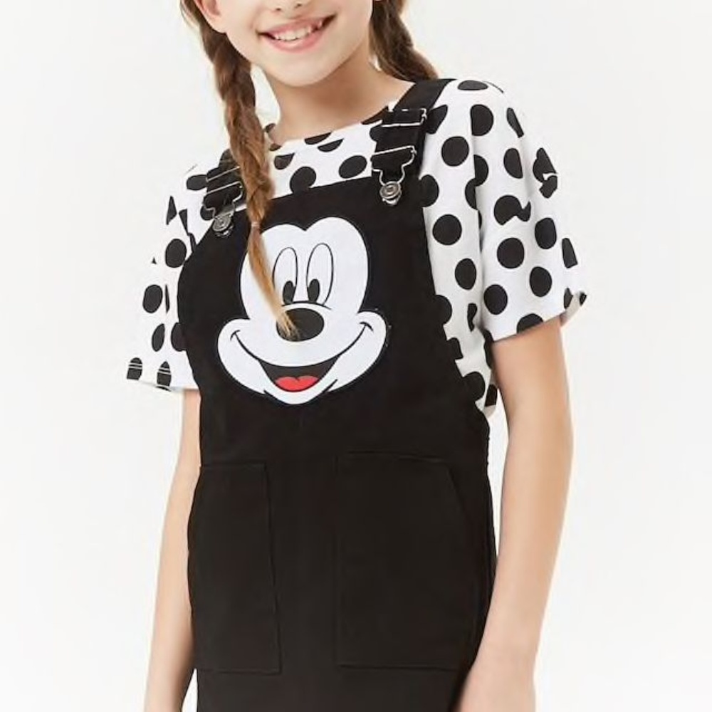 Mickey Black Overall Dress Girls Size 11/12 Disney